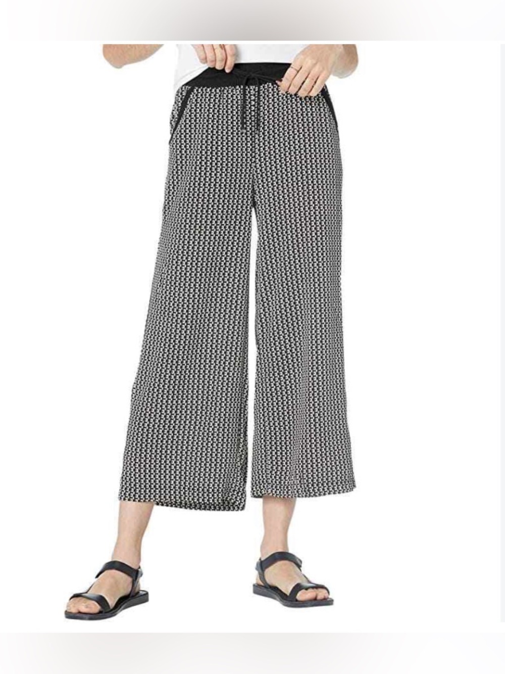 Max Studio Black & White Wide-Leg Patterned Pants